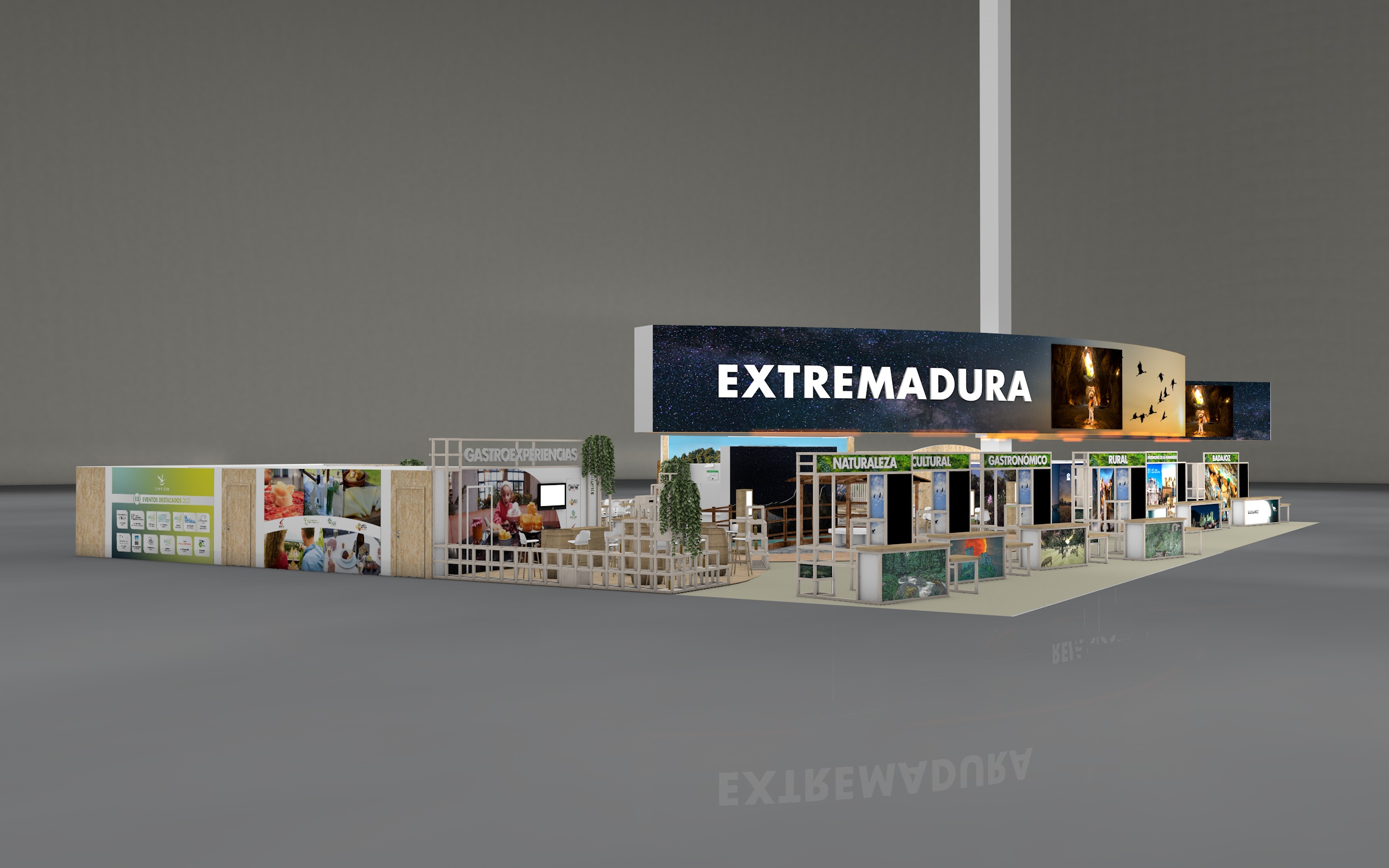 Foto de la recreación del estand de Extremadura en Fitur 2023