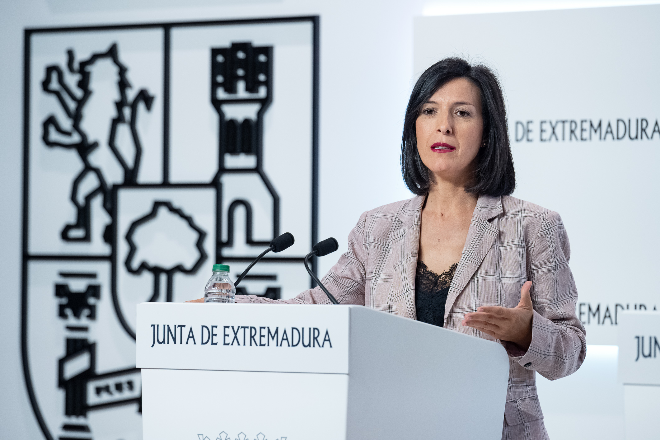 Foto de la consejera de Educación y Empleo durante la rueda de prensa