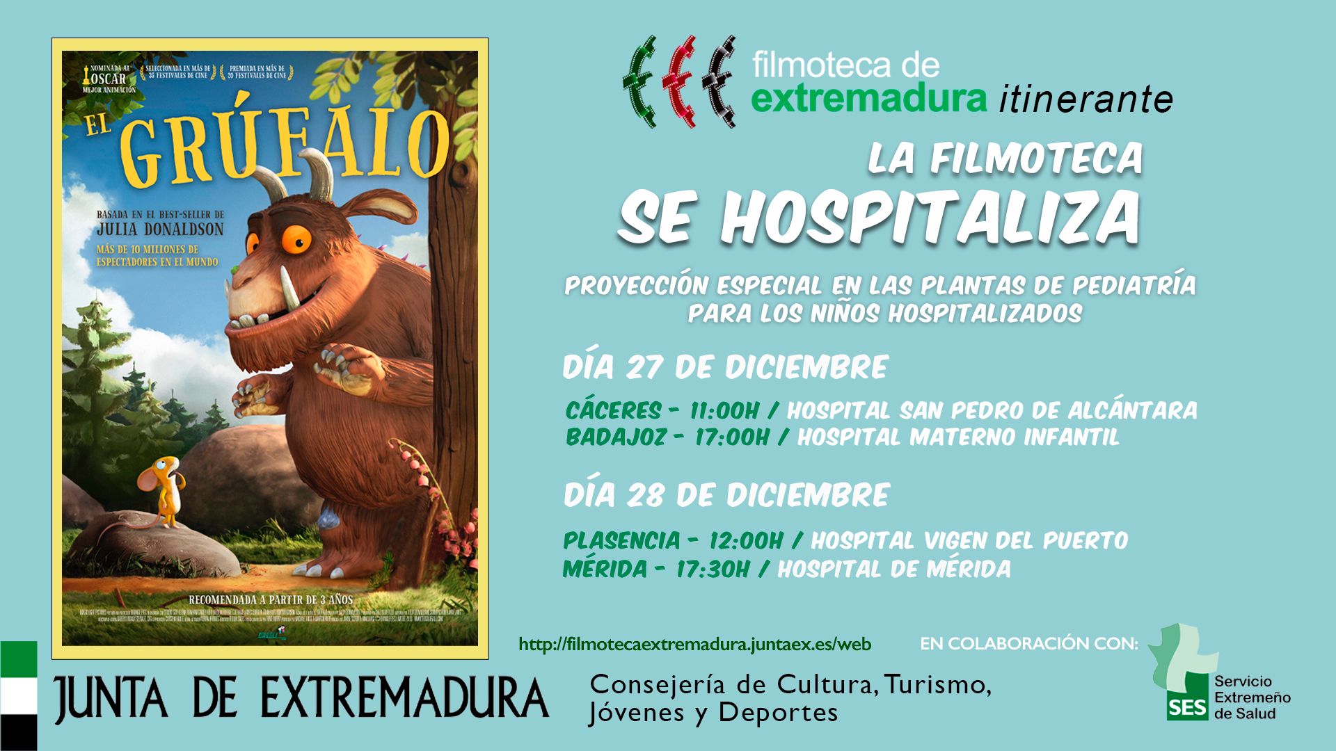 Imagen del artículo La Filmoteca de Extremadura lleva el cine a las plantas de pediatría de los hospitales extremeños