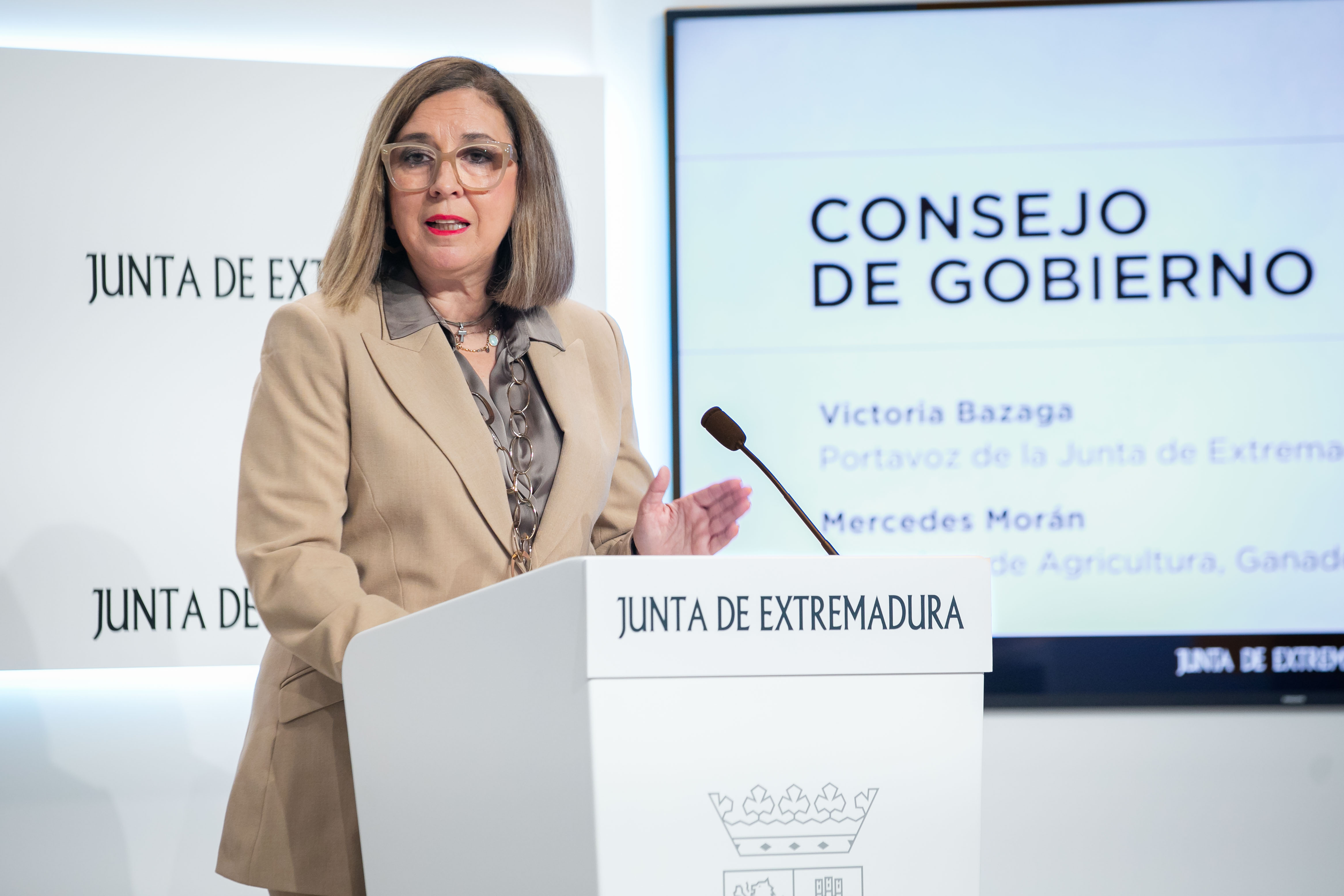 La consejera de Agricultura, Mercedes Morán, durante la rueda de prensa.