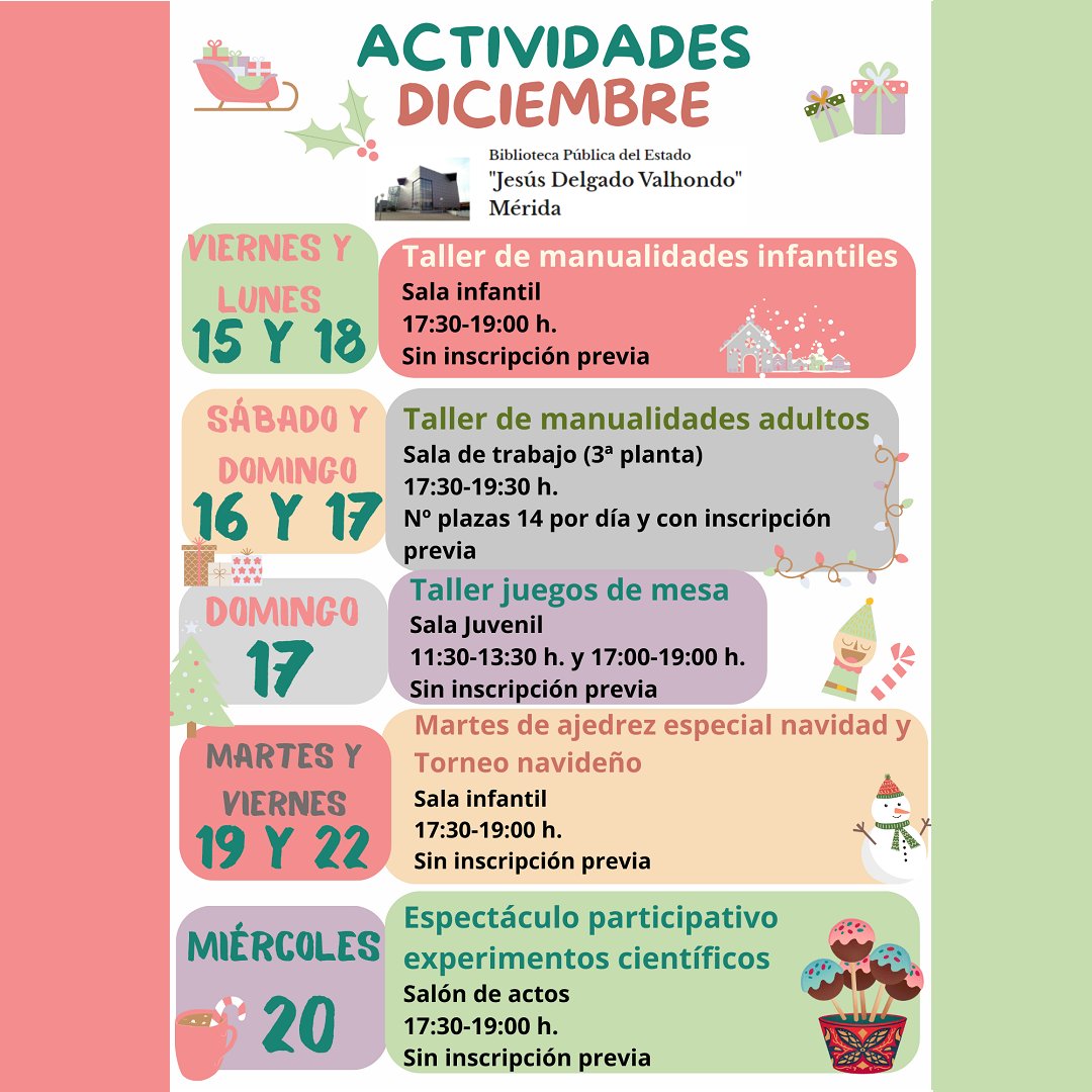 Imagen del artículo Las bibliotecas extremeñas programan actividades para todos los públicos con la Navidad y los libros como protagonistas