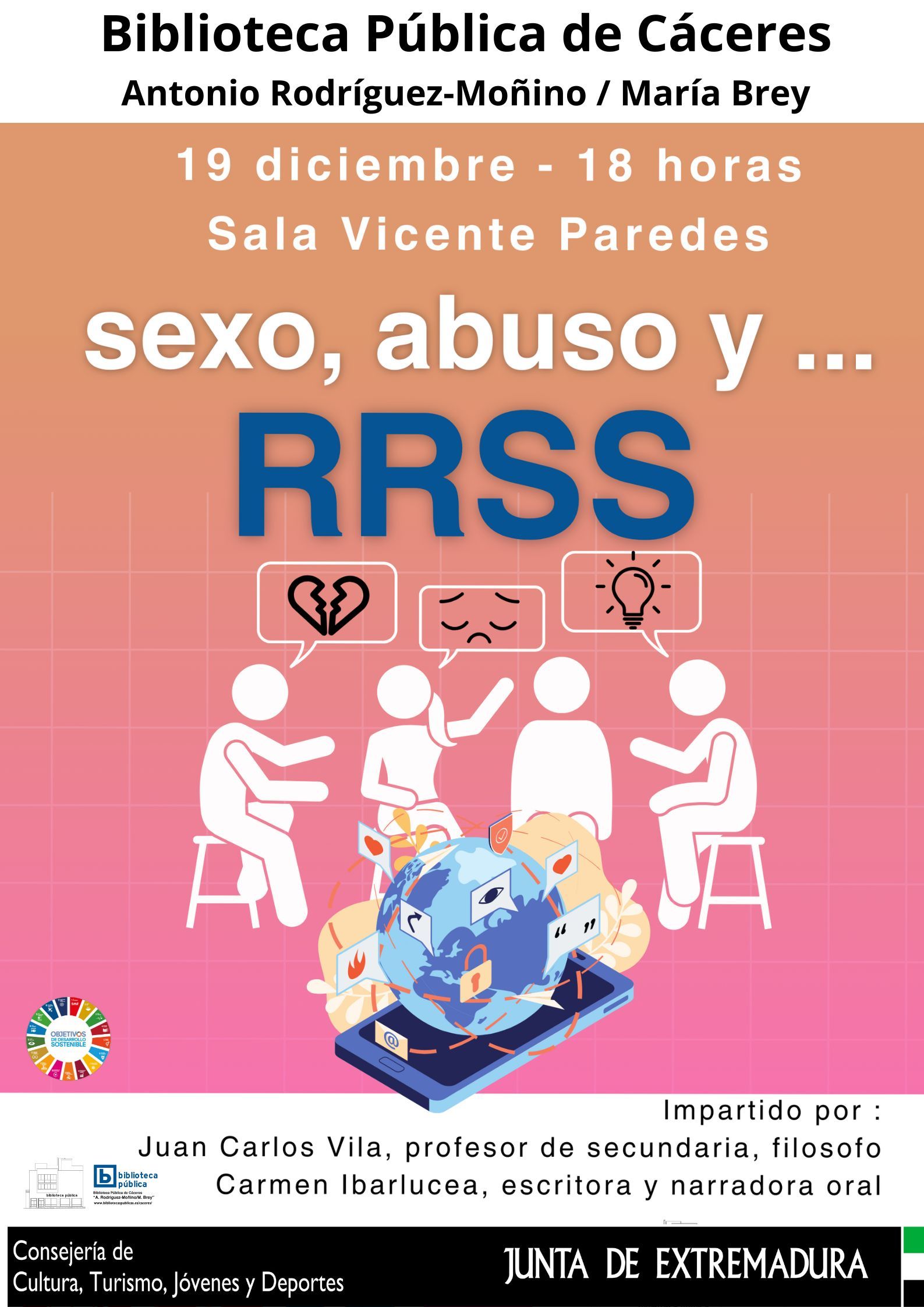 Image 1 of article La Biblioteca de Cáceres imparte este martes un taller de identificación y prevención de abusos en redes sociales