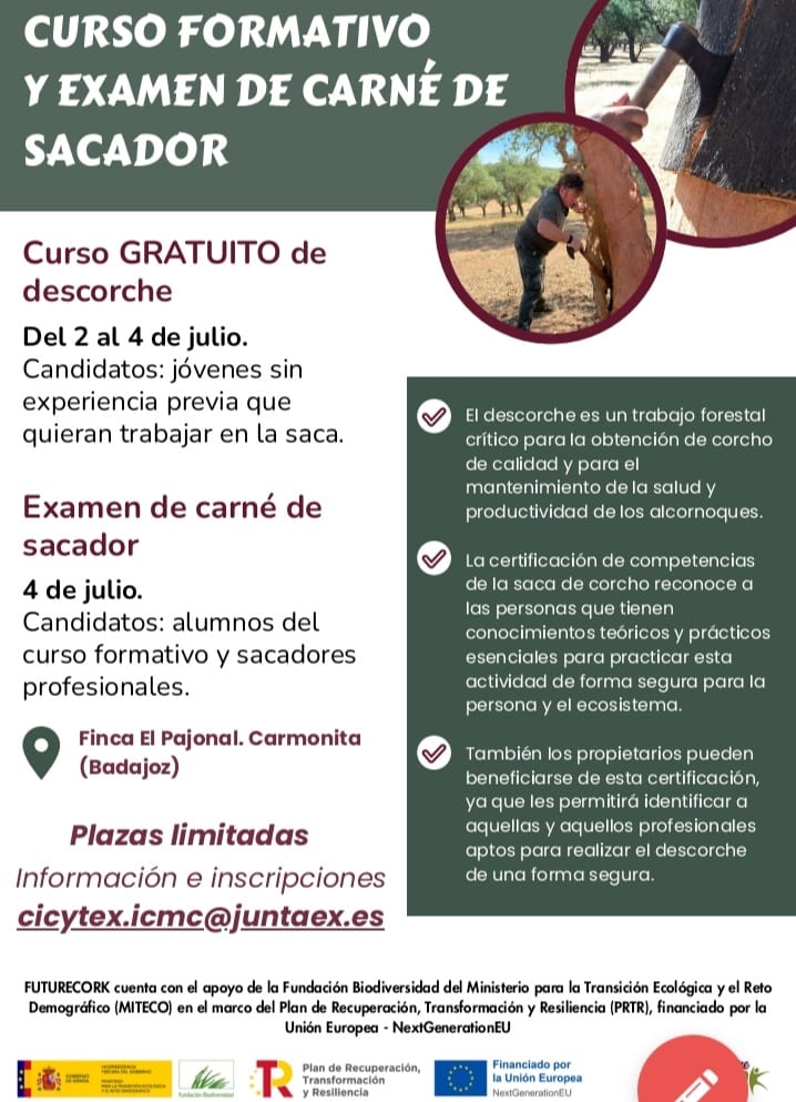 Imagen del artículo Una veintena de personas se forman en un curso de CICYTEX para obtener el carné de sacador de corcho