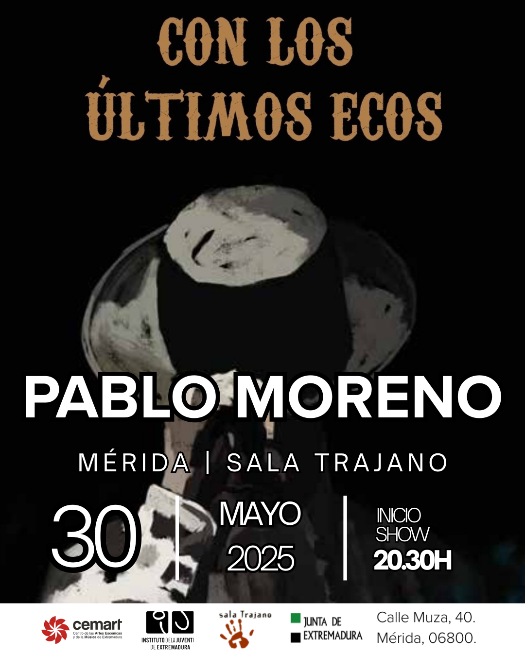 Imagen del artículo El cantaor placentino Pablo Moreno actúa en la Sala Trajano con su espectáculo 'Con los últimos ecos'
