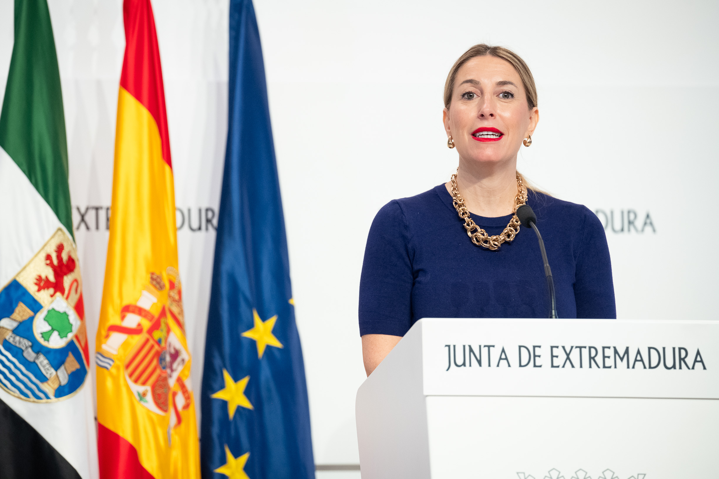 Imagen de la presidenta durante la rueda de prensa
