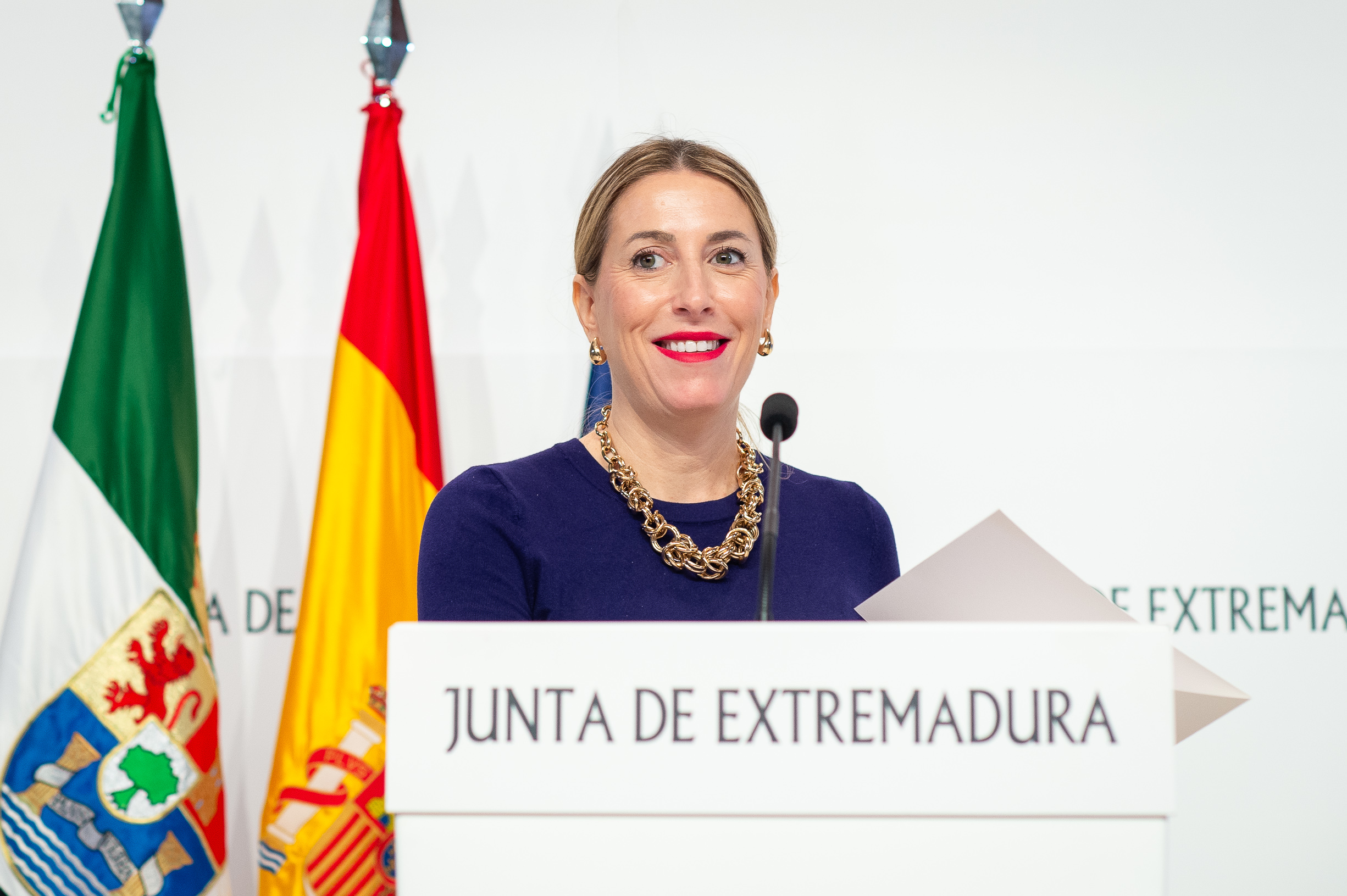 Imagen de la presidenta durante la rueda de prensa