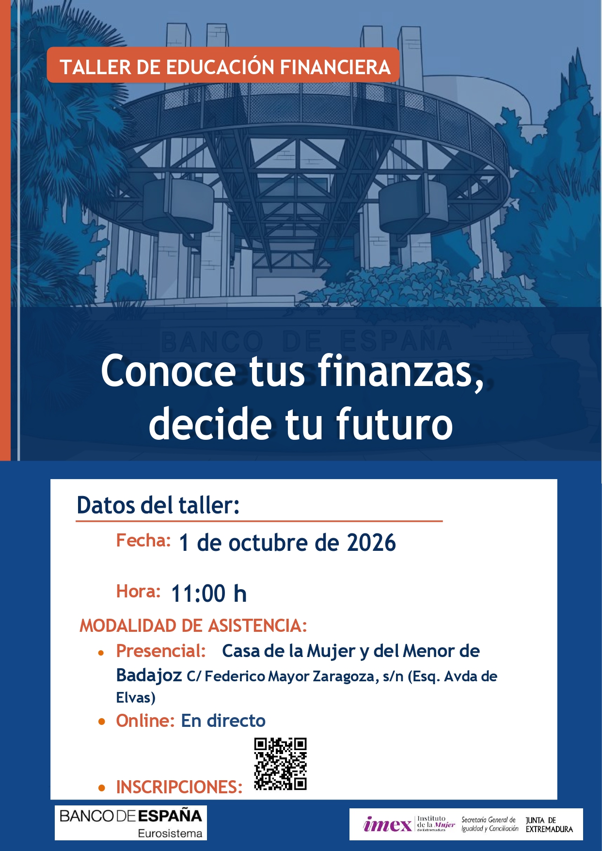 Cartel del taller organizado por el IMEX