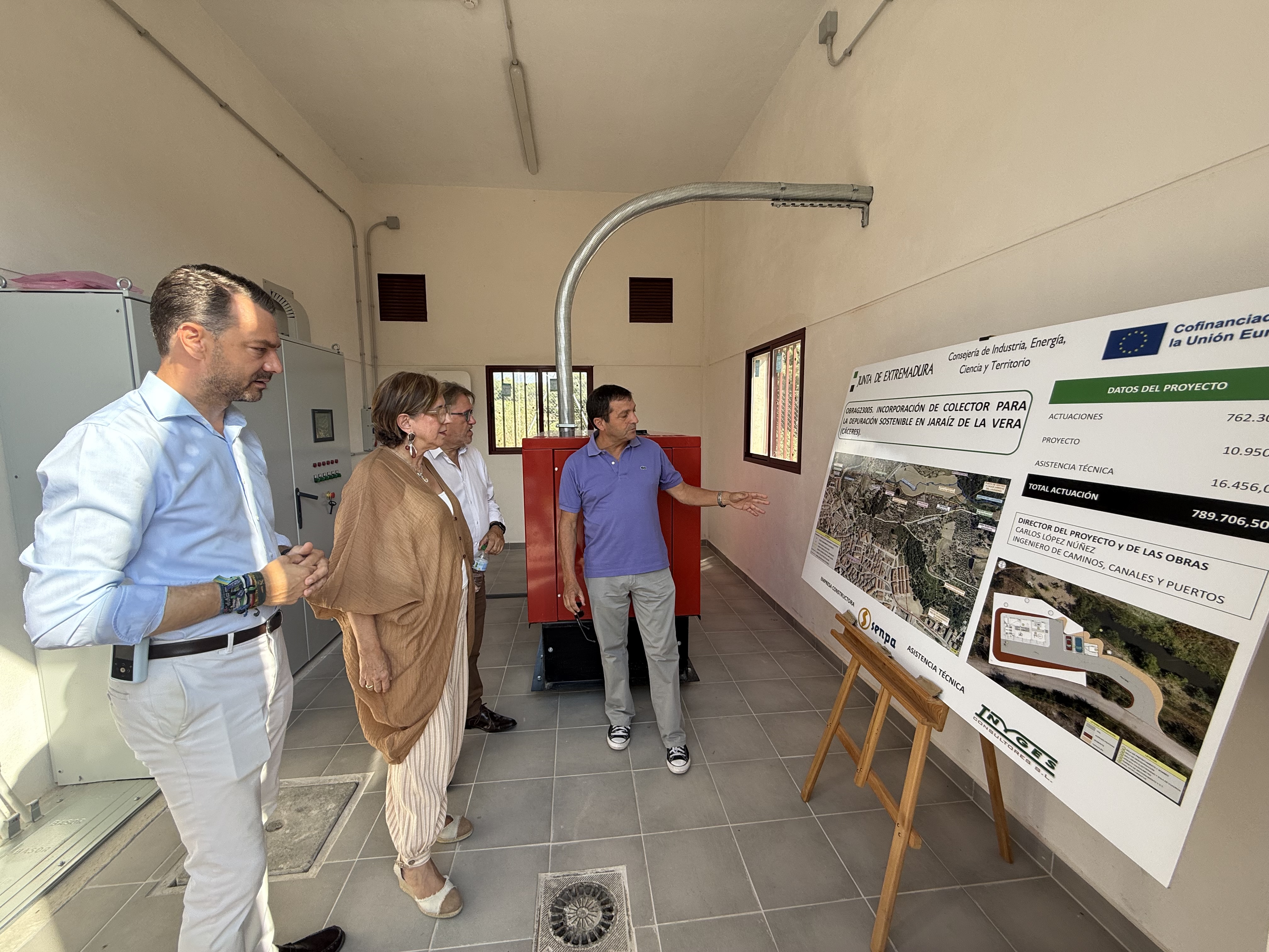 La consejera de Industria, Energía, Ciencia y Territorio, Mercedes Morán, ha visitado este jueves la nueva Estación de Bombeo de Aguas Residuales (EBAR) de Jaraíz de la Vera.