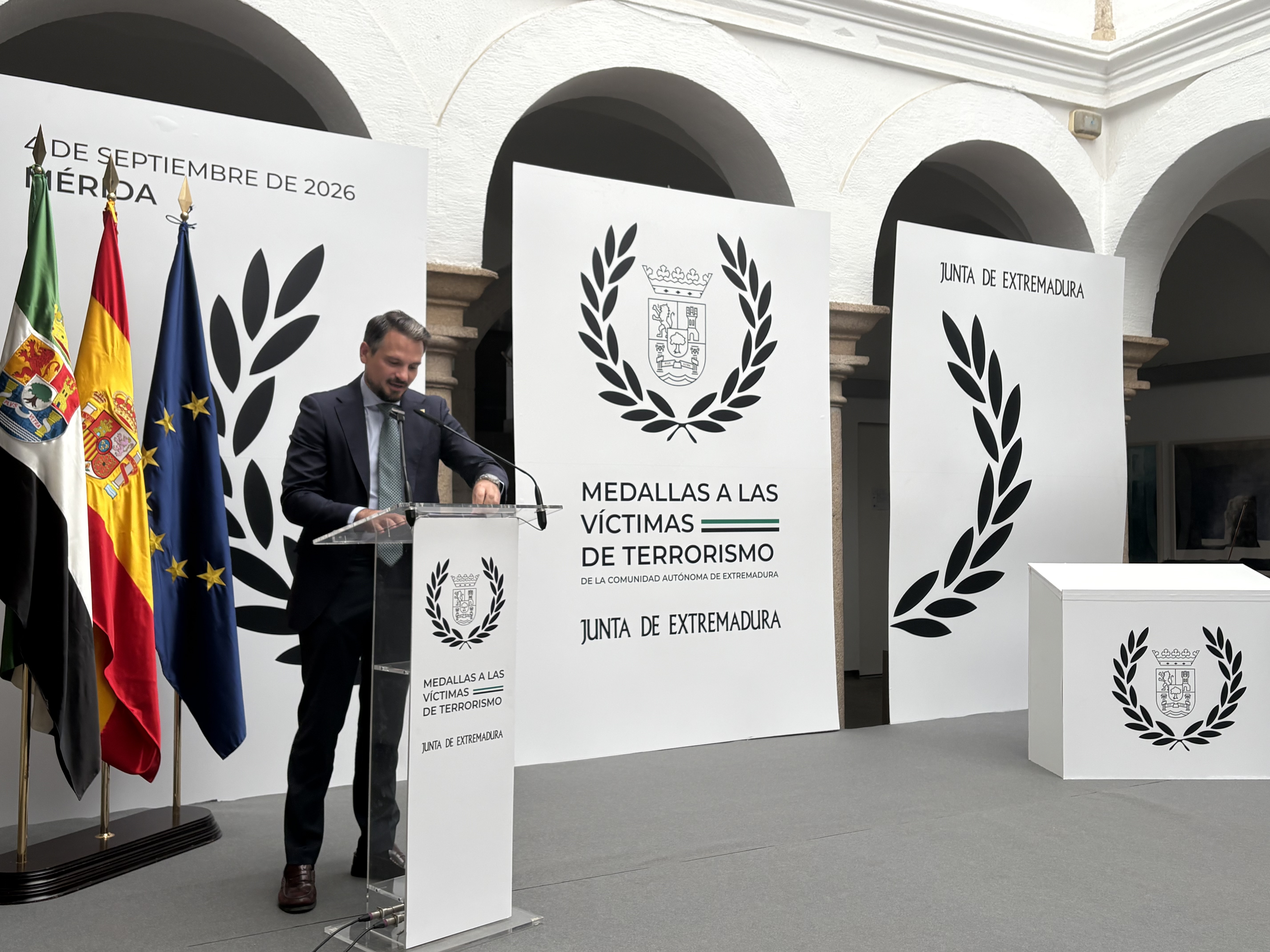 Intervención del vicepresidente y consejero de Presidencia, Coordinación de la Acción de Gobierno, Interior y Emergencias de la Junta de Extremadura, Abel Bautista.