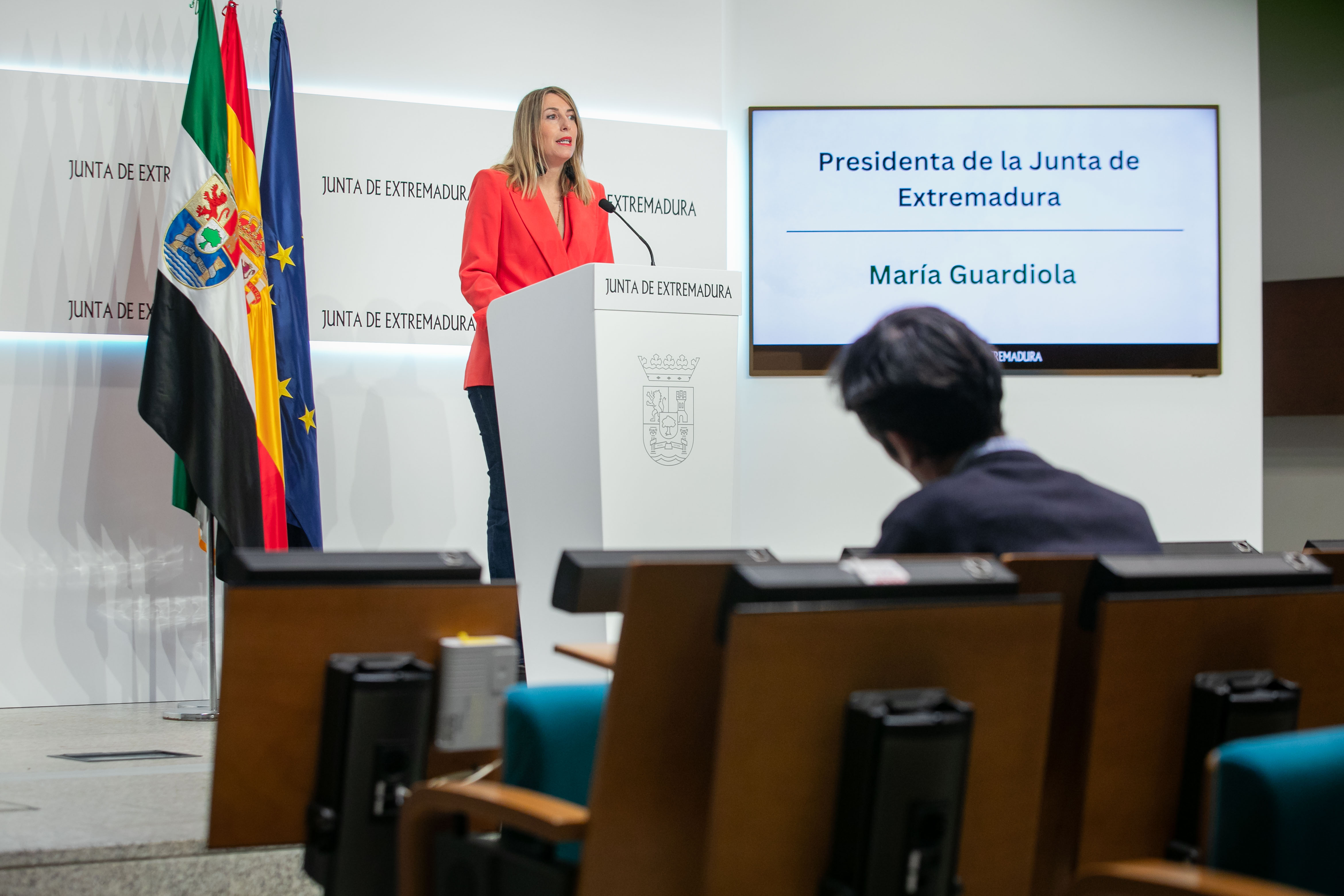 Imagen de la presidenta durante la rueda de prensa