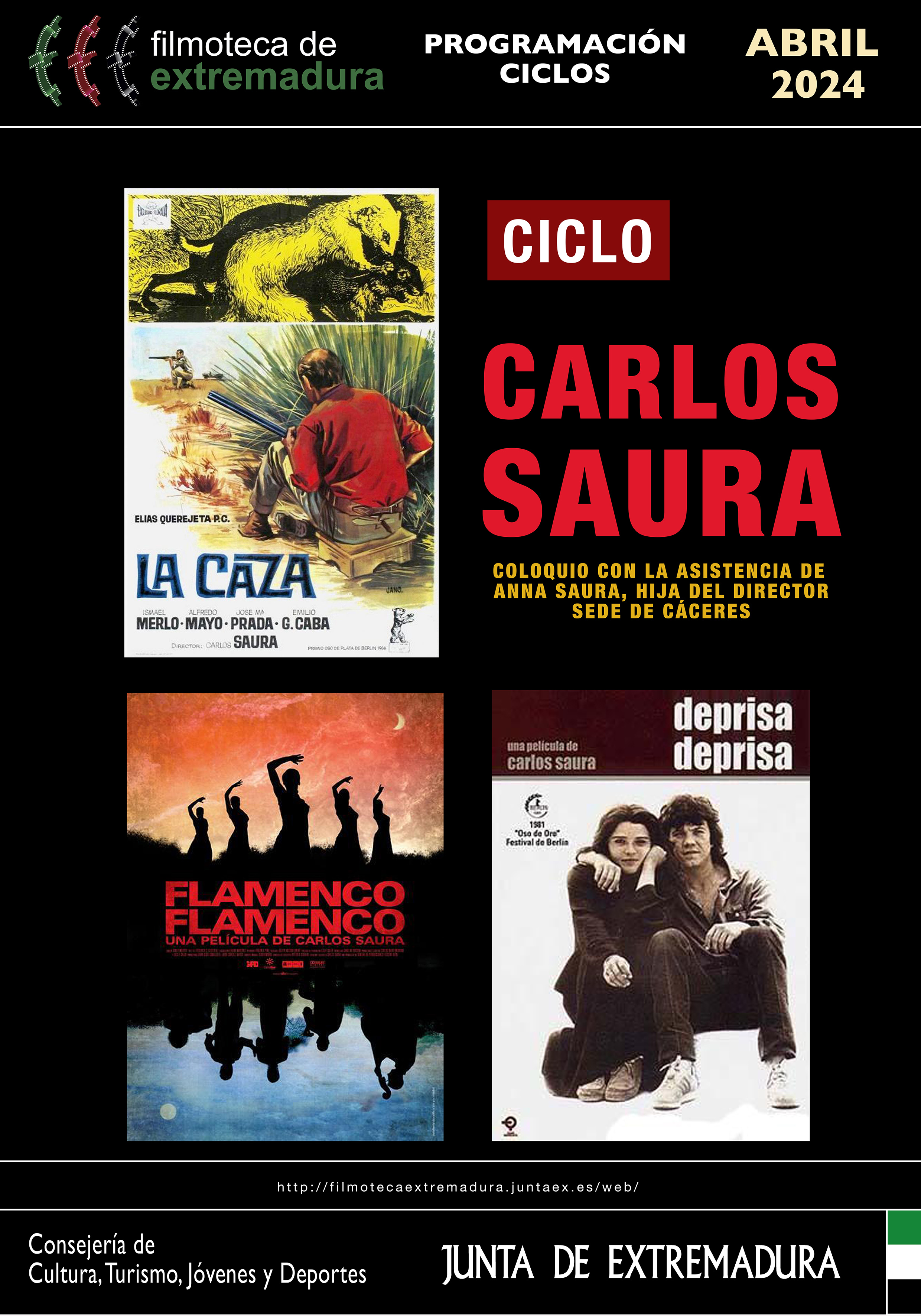 Image 2 of article Carlos Saura, la revolución de los claveles y la gastronomía protagonizan la programación de abril en la Filmoteca de Extremadura