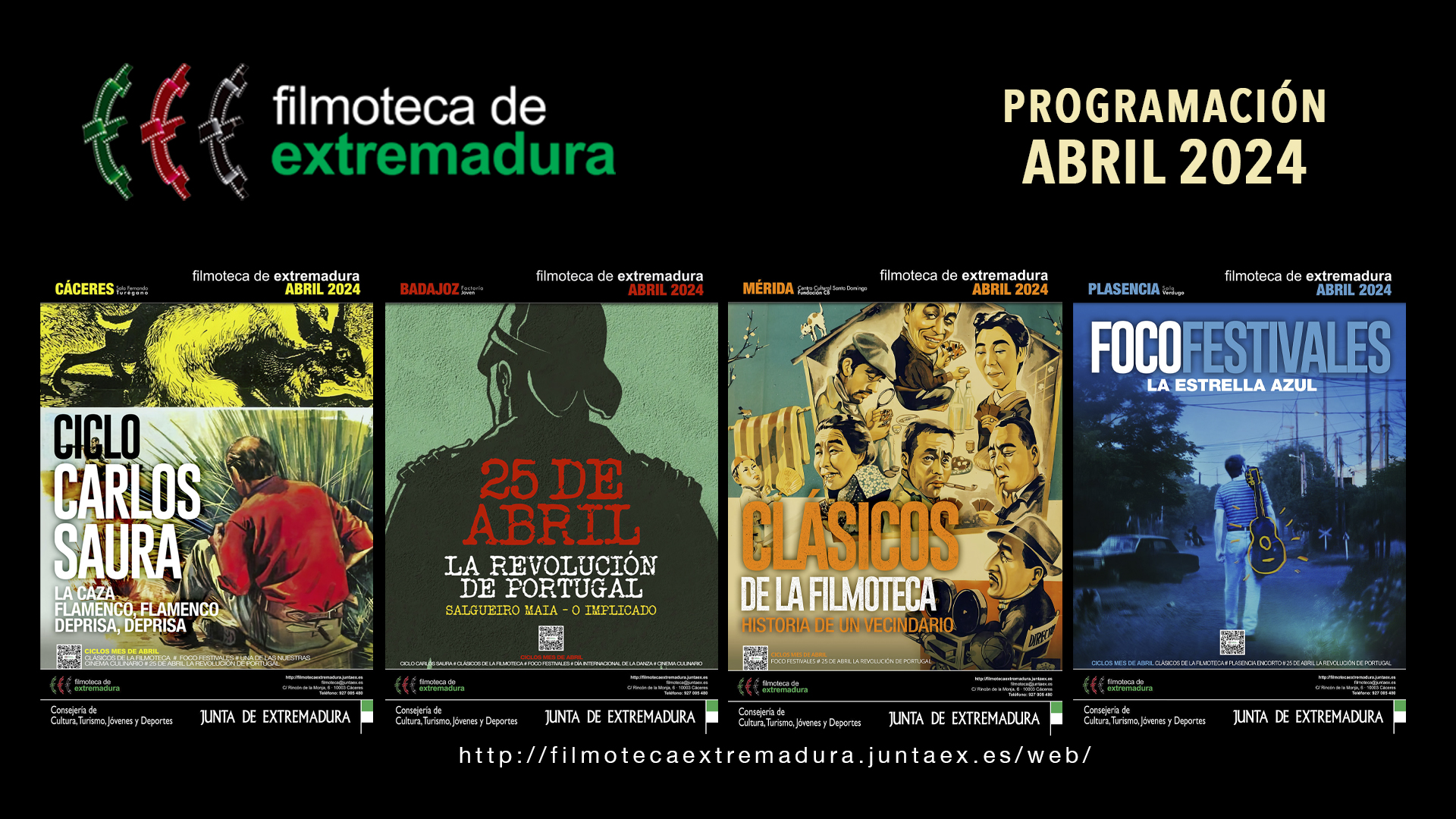 Imagen del artículo Carlos Saura, la revolución de los claveles y la gastronomía protagonizan la programación de abril en la Filmoteca de Extremadura